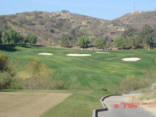 287 yard par 4 and well bunkered second hole at Black Gold Golf Course